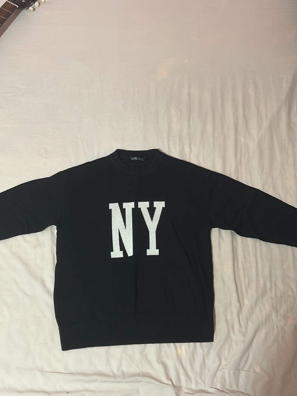 Urban Planet Black Crewneck Sweater with White NY Logo